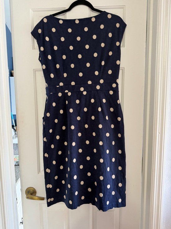 Boden Navy Dress with Cream Polka Dots - Picture 2 of 3